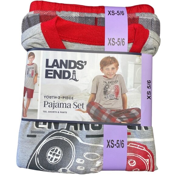 Lands' End Youth 3-piece Boys Pajama Set/Tee, Shorts & Pants. Size M-10/12. NWT - Picture 7 of 8